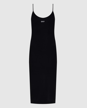 Off-White Black midi dress with contrasting OFF logo 2DB55FC99JER001