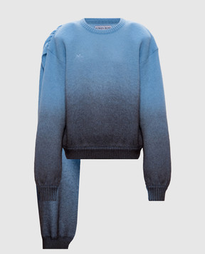 Rowen Rose Blue wool sweater with scarf RRK553