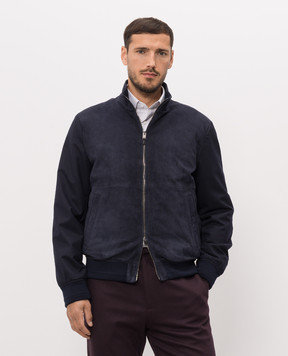 Canali Blue suede combination jacket LE00328O70523