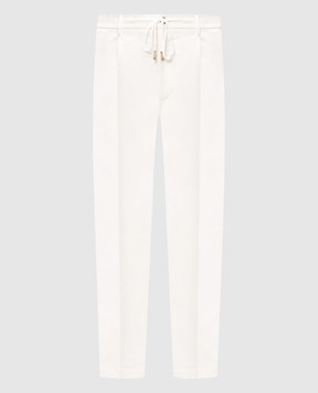 Peserico Ivory pants with logo patch R54774D02448