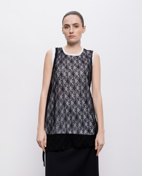 Y`S Yamamoto White T-shirt with openwork insert YKT15065