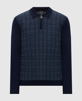 Stefano Ricci Blue wool, silk and cashmere polo shirt KE04004P30E26361