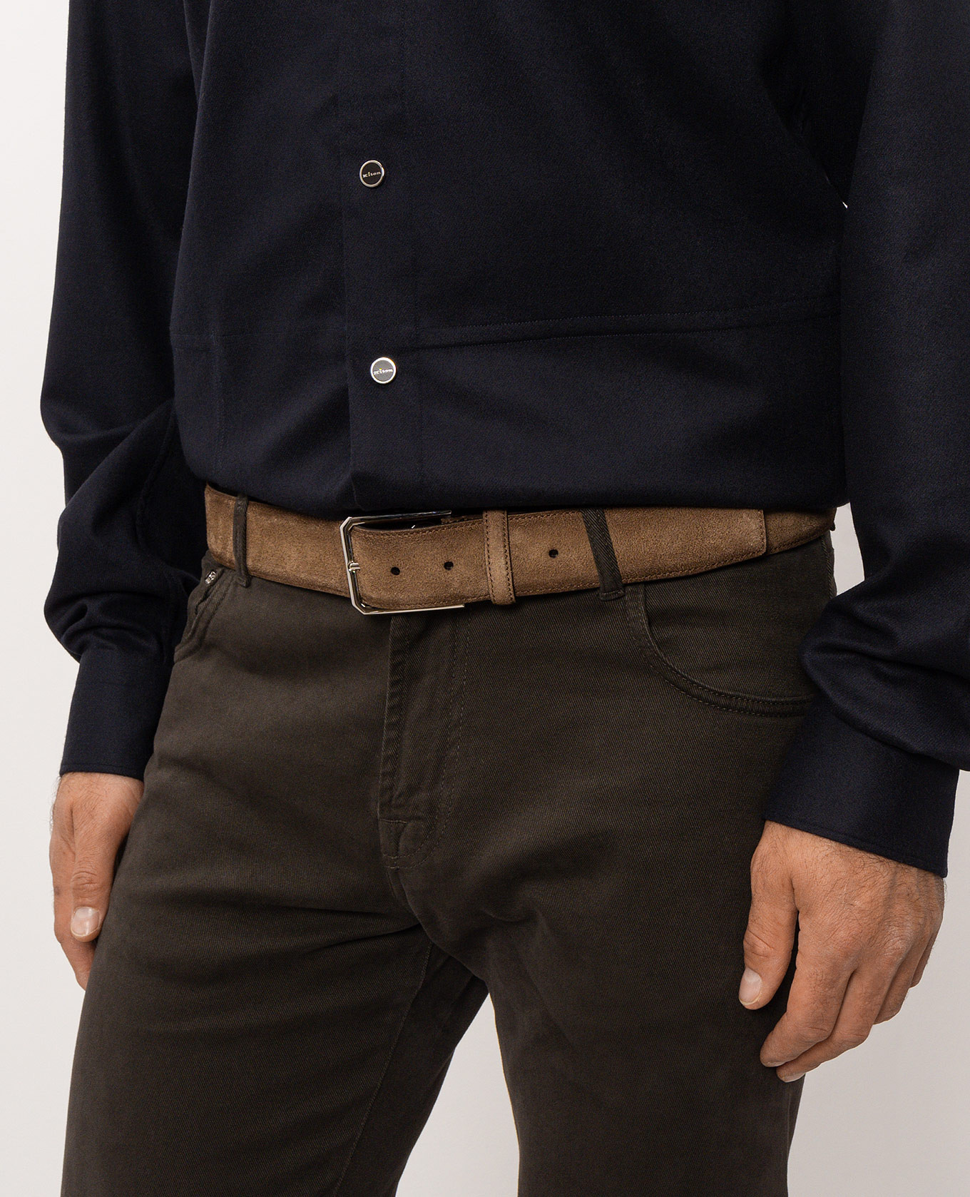 Brown suede belt Santoni 2