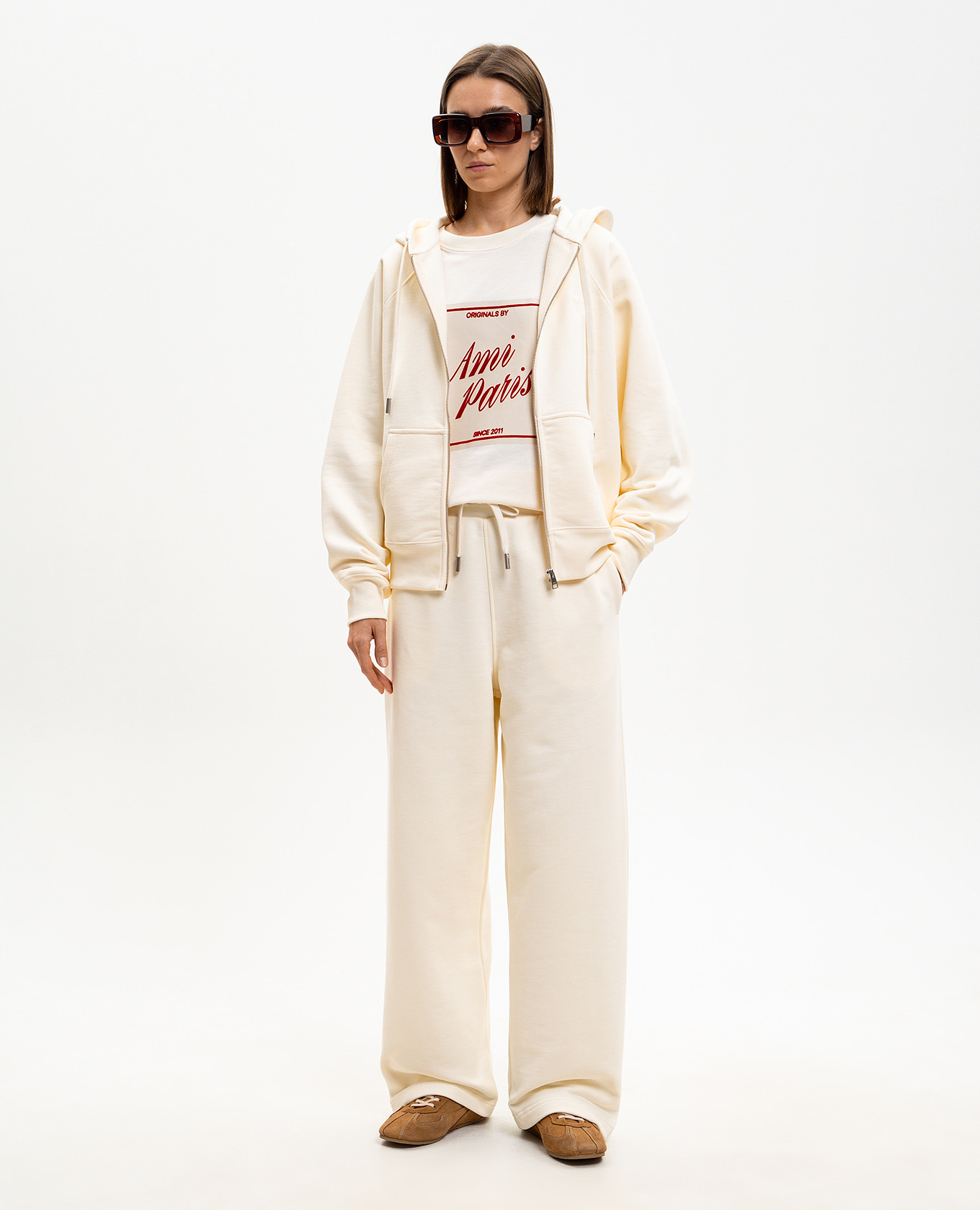 

Ivory sports jacket with emblem Ami Paris, Beige