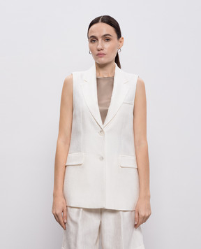 Peserico White vest with monil chain A0303203183