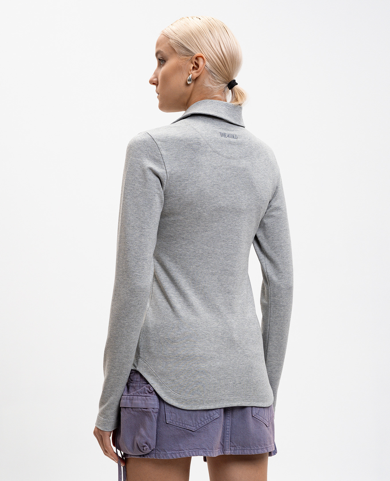 Grey melange polo with logo The Attico 4