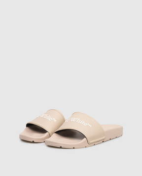 Off-White Beige sliders with textured logo OWIU001S26MAT002