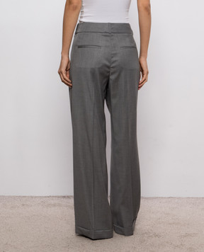 Peserico Gray wool pants with brand patch A0479806461