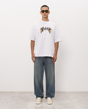 Off-White White Stroke T-shirt with embroidered logo 44MAA120F26J00L
