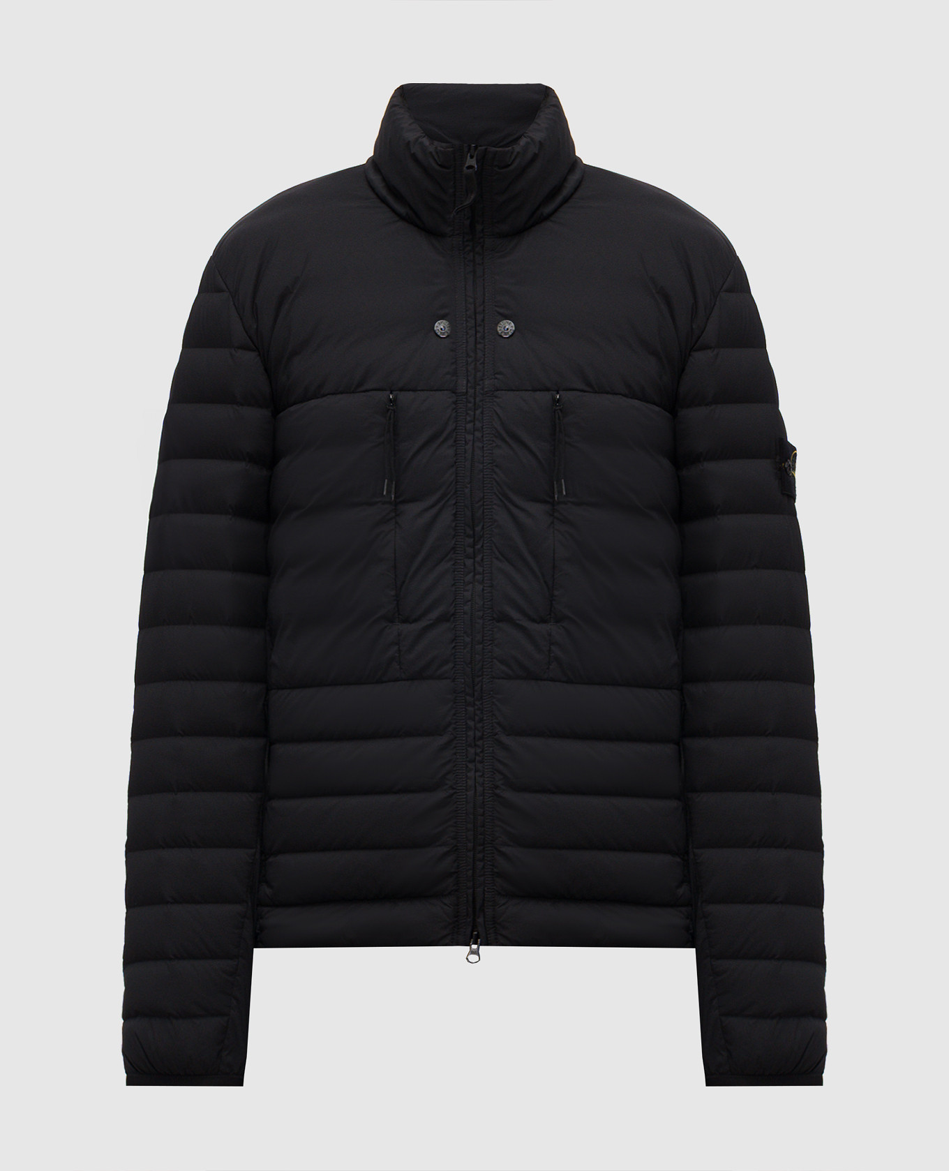 Black down jacket with logo patch