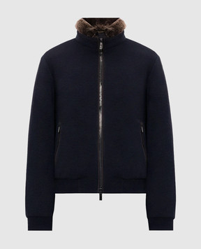 MooRER BELLATI blue down jacket made of wool and cashmere with fur BELLATIMRW