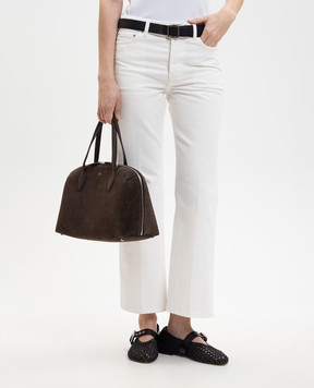 Toteme Brown suede tote bag with logo print 254WAL0110LE0004-