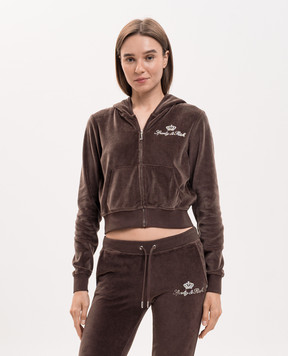 Sporty & Rich Juicy brown velour sports jacket CA046716689BR03