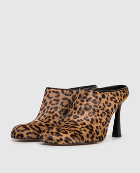 Premiata Brown leather mules in animal print M7162