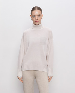 Peserico Ivory wool, silk and cashmere sweater with monil chain A99231F07B9283