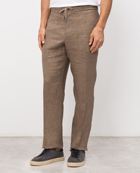 CAPOBIANCO Brown linen pants 20M811LL00
