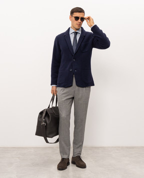 Pini Parma Blue wool and cashmere cardigan JAMAGLBL