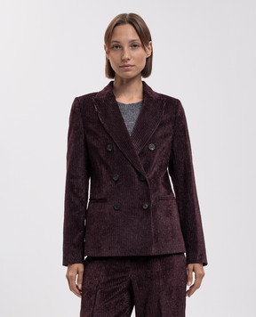 Peserico Burgundy double-breasted corduroy jacket with lurex S0140101577