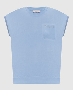 Peserico Blue top with monil chain A99064F129173I