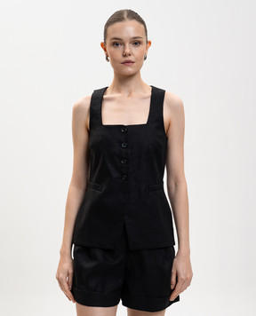 Faithfull Jackie black linen vest FFC11BLK