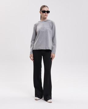 Twinset Grey hoodie with logo pattern 262LI3NCC