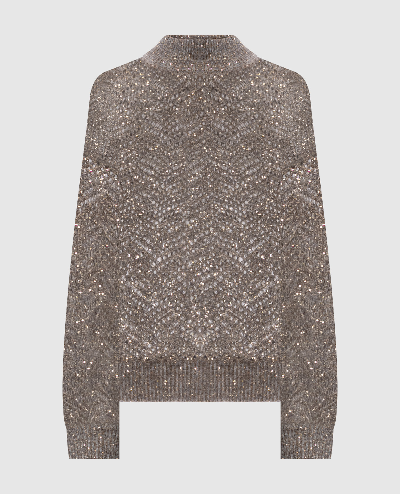 Gray openwork sweater with wool