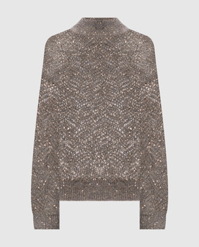 Brunello Cucinelli Gray openwork sweater with wool MRG562504