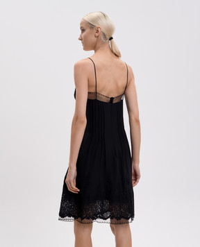 Ermanno Scervino Black silk dress with lace D482Q321APVKX