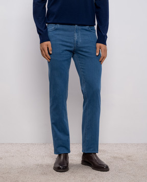 Stefano Ricci Blue jeans with logo patch MFT61B3030T249BL
