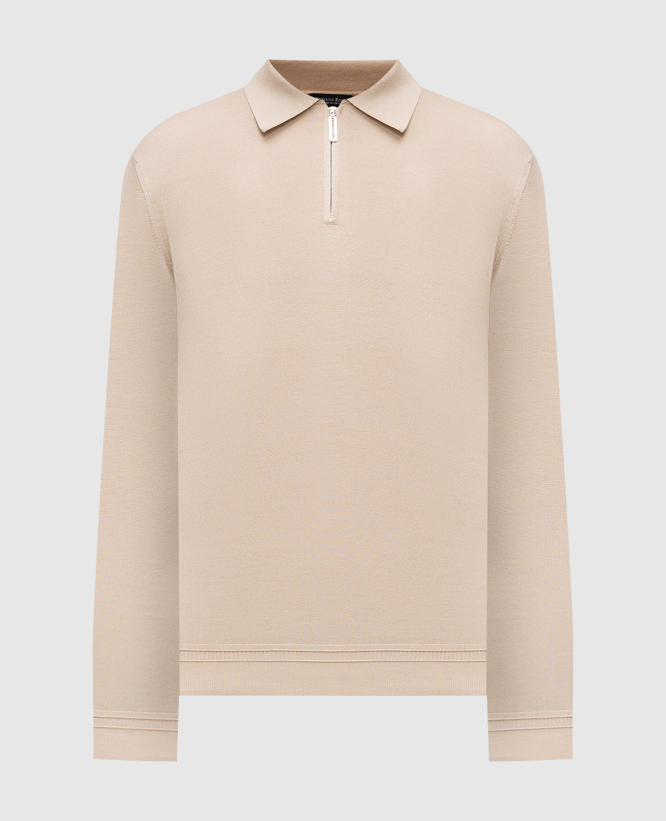 Beige silk polo with monogram
