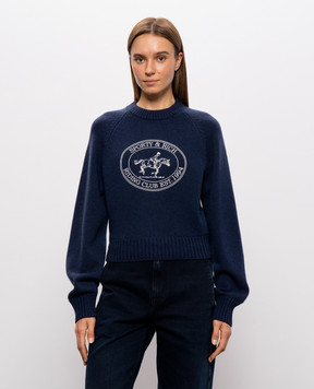 Sporty & Rich Joconde Riding Club blue wool sweater WS11785000BL106