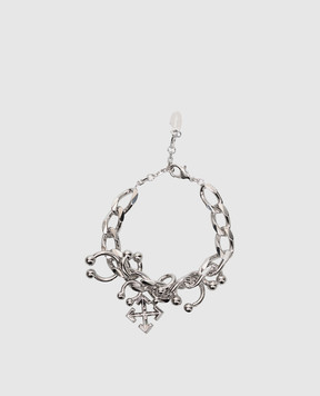 Off-White Silver Piercing Bracelet OWOA12ZS26MET001