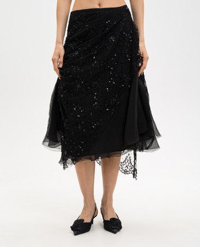 Marc Le Bihan Black skirt with sequins and beads 25307