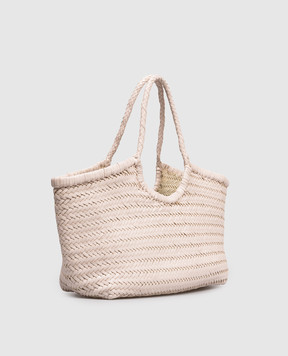 Dragon Nantucket Pink Woven Leather Tote Bag DGS68822
