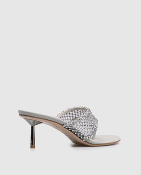 Le Silla GILDA gray mules with crystals 6703F060BXPPSCM