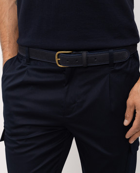 Florentino Blue suede belt with embossed logo 126200610150