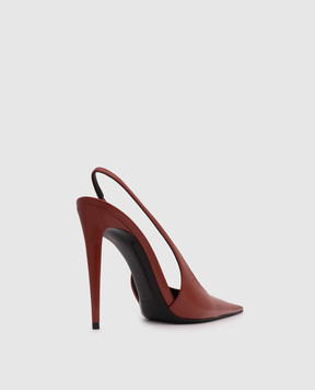 Saint Laurent Terracotta patent leather slingbacks GUERMANTES 867184AAD60