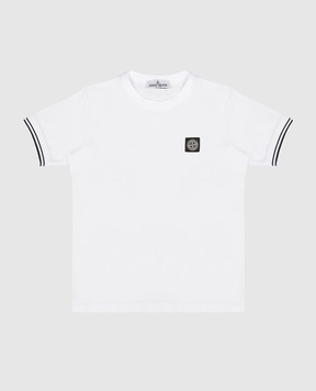 Stone Island Children's white T-shirt with logo patch L1S162100001S001814