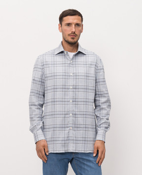 ISAIA Blue checkered shirt CAM088C1210