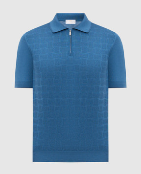 Castangia dal 1850 Blue polo shirt with patterned silk NCCA02MCE26
