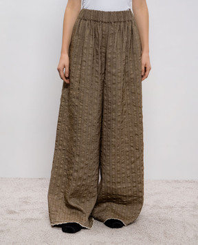 UMA WANG Brown wool and linen palazzo pants UW3022