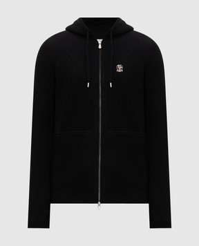 Brunello Cucinelli Black sports jacket with embroidered emblem M22704806G