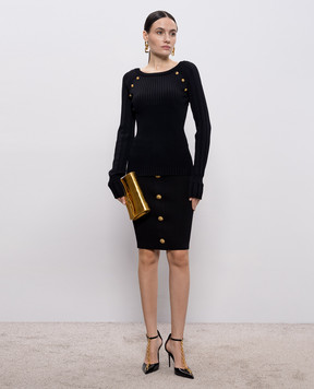 Balmain Black jumper with branded studs GF1ARA60KJ45