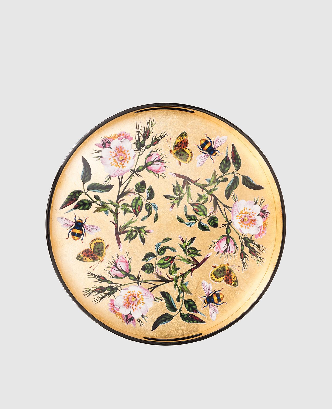 

Lacquered wooden tray with floral print Les Ottomans, Golden
