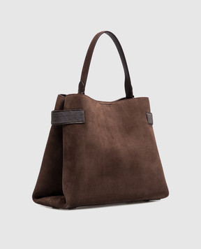 Brunello Cucinelli Brown suede bag with monil chain MBDLD2503P