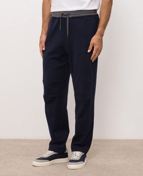 Brunello Cucinelli Blue sweatpants with embroidery MM8263388G