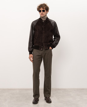 Tom Ford Khaki pants with logo patch DPH003DMC083