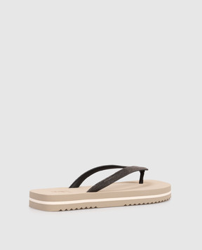Brunello Cucinelli Beige flip-flops with a monil chain MLSKG2678