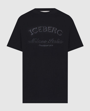 Iceberg Black T-shirt with embroidered logo F0406325