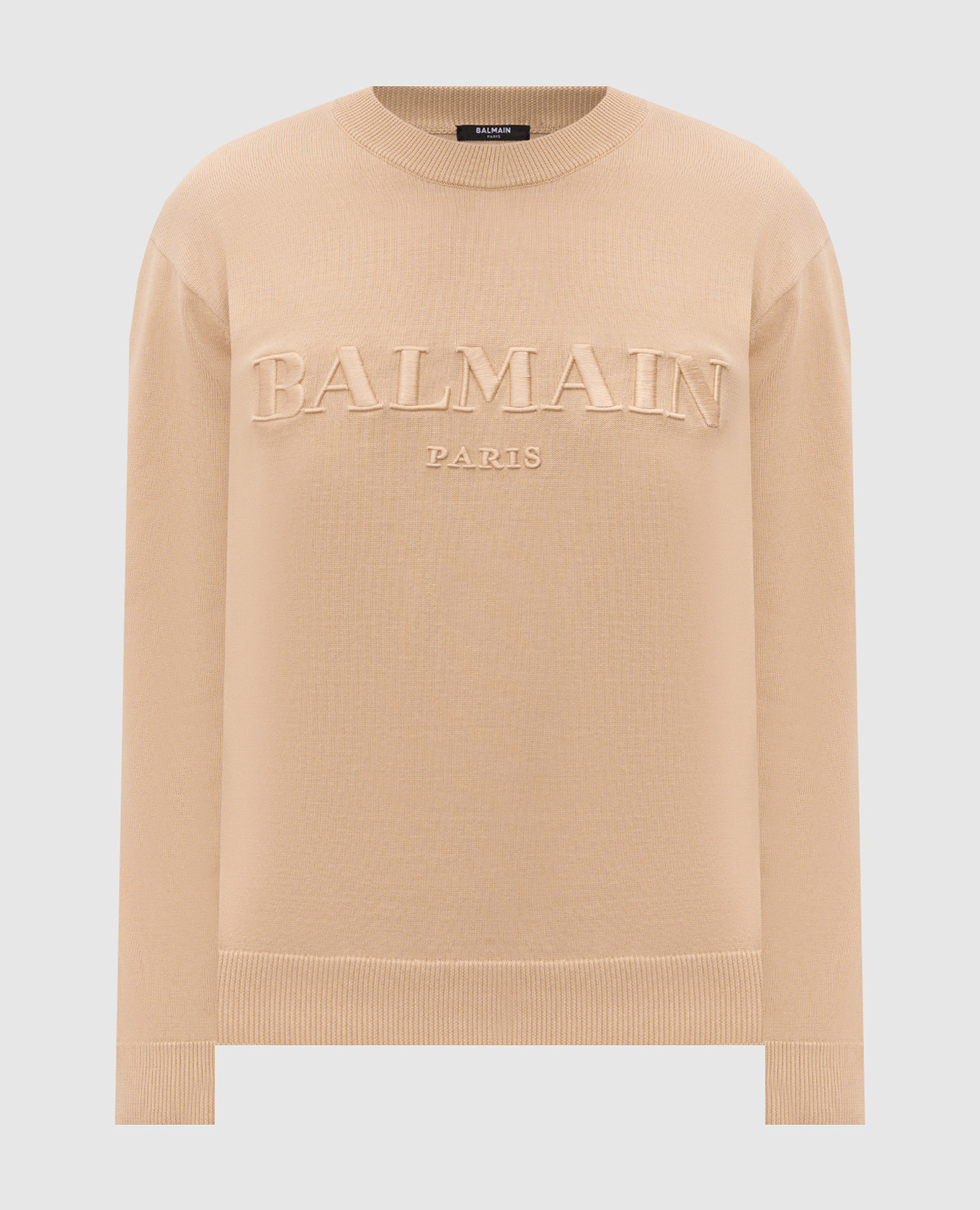 Beige jumper with logo embroidery
